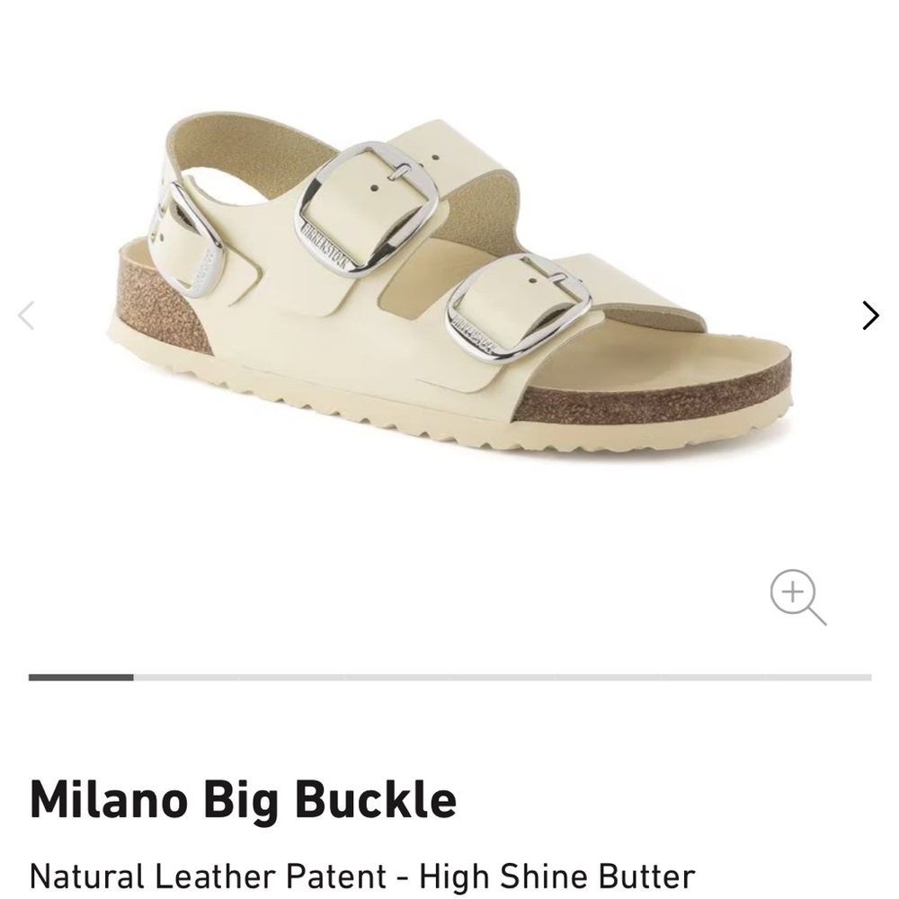 Birkenstock Milano Big Buckle High-Shine Sandals in Butter - worn once!
